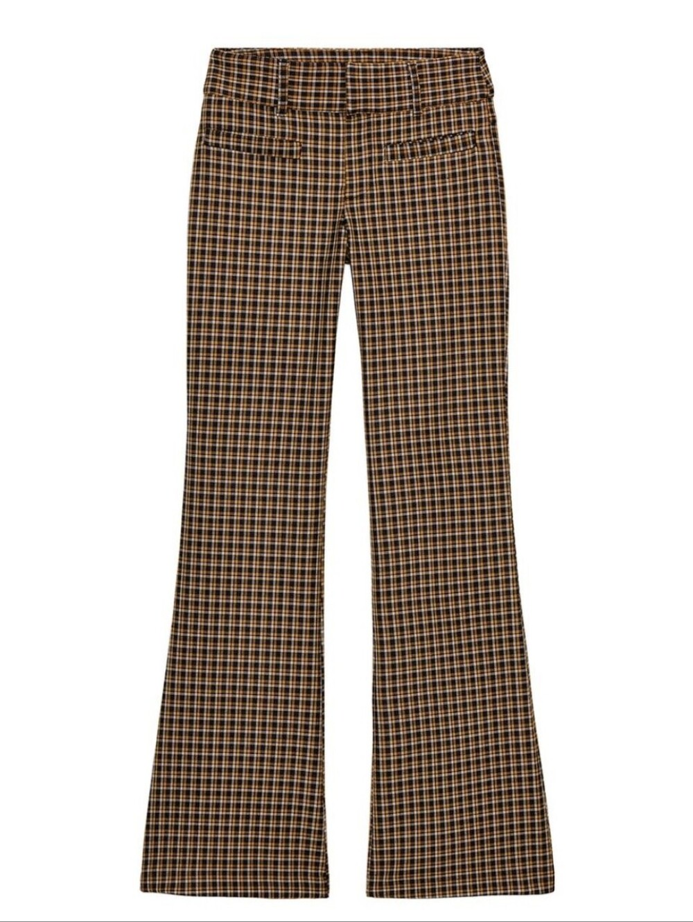 NEW Mid Waist Checked Flare Pants in Brown